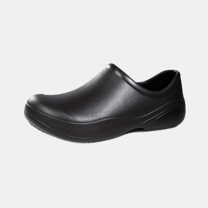 Men's Trendy Solid EVA Slip On Chef Shoes, Comfy Non Slip Waterproof Work Shoes