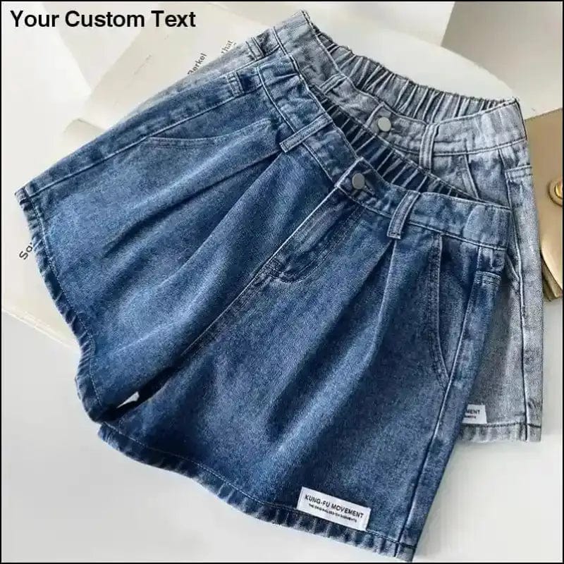 0196 denim shorts female summer new salad waist giant flaws