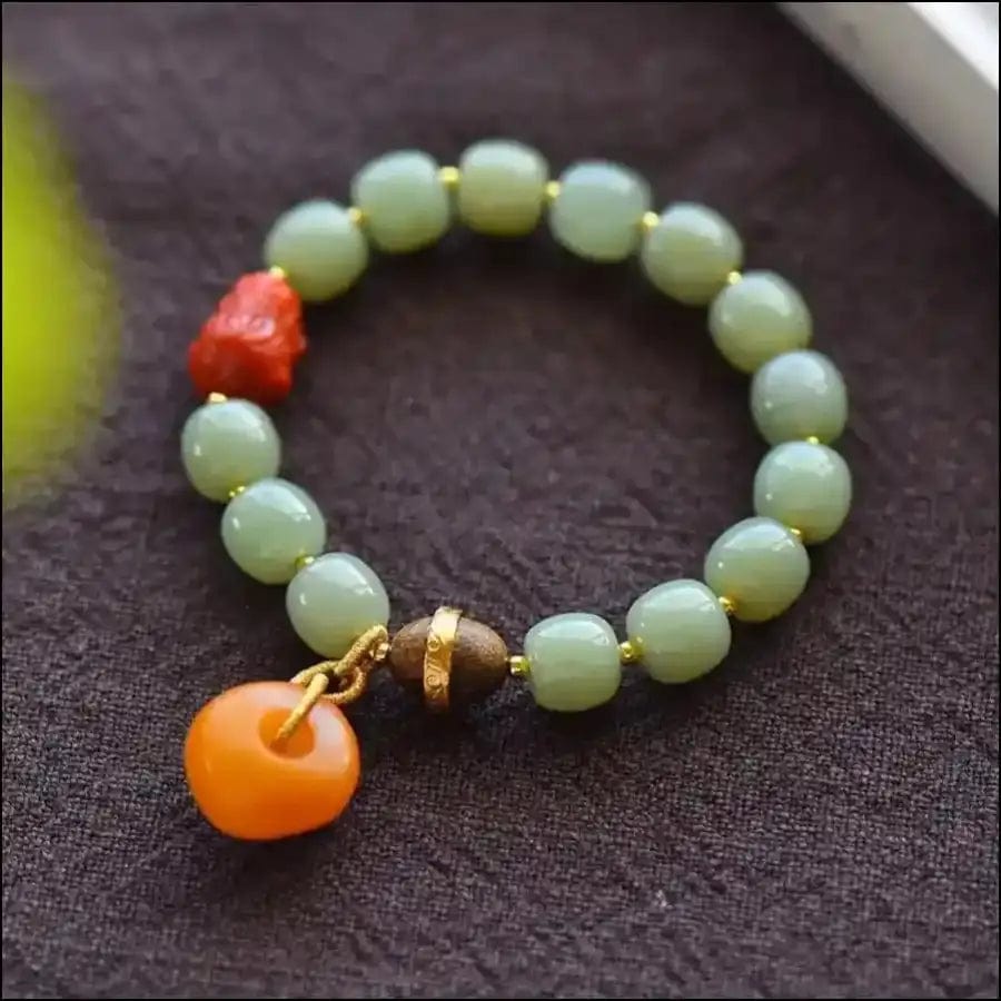 10 × 9mm bracelet jade delicate original - yellow noodles -