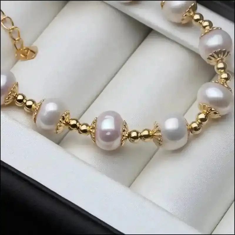 100% Real Freshwater Round Pearl Bracelet For Women -