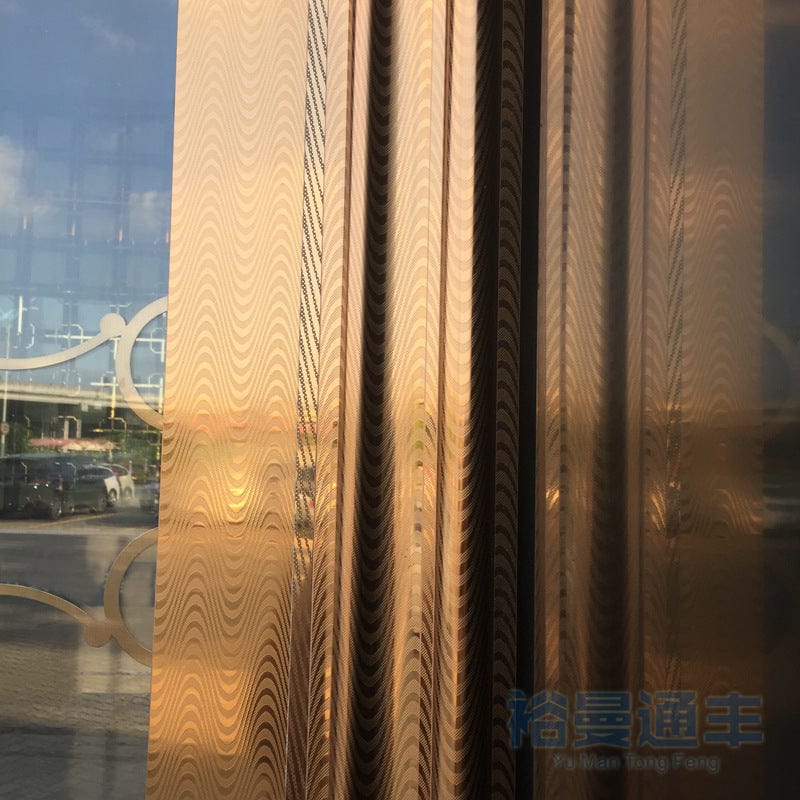 Mirror rose gold stainless steel door frame door cover 304 stainless steel frame floor spring double glass four open door