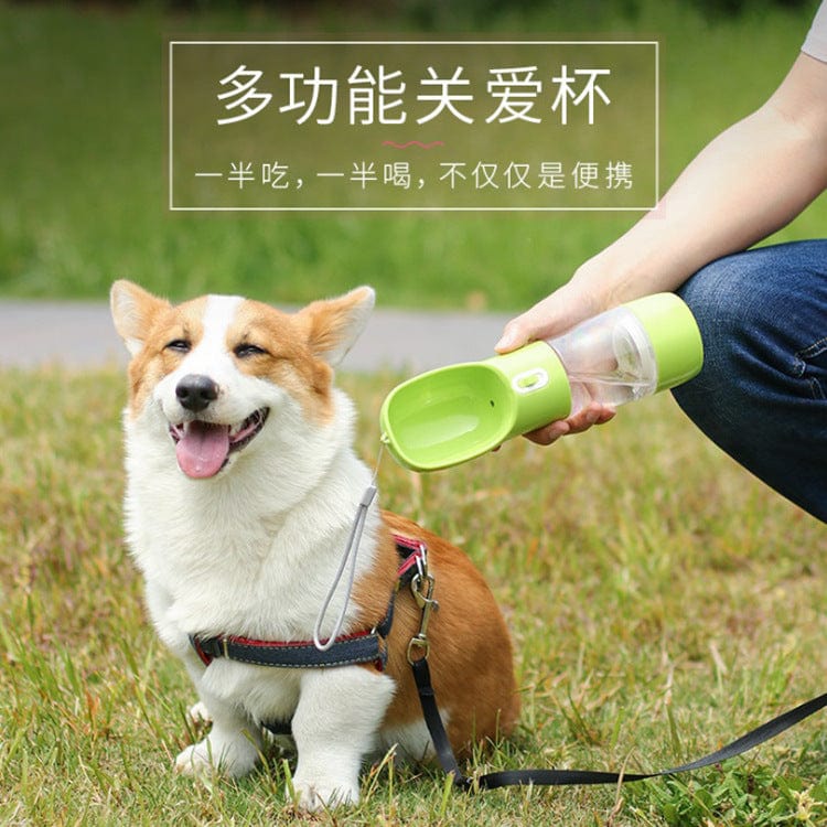 New drinking water feeding dual-purpose pet cup pet food dog hanging accompanying cup out portable water dispenser