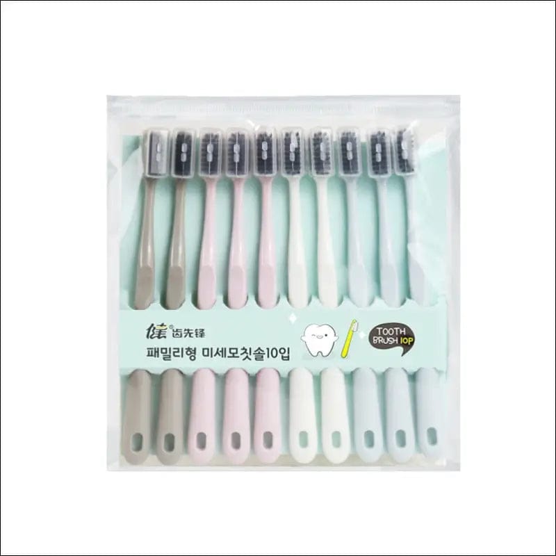 10PCS Macaron toothbrush clean adult bamboo charcoal soft