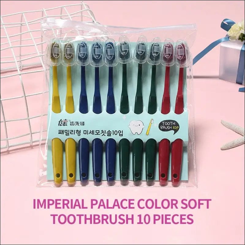 10PCS Macaron toothbrush clean adult bamboo charcoal soft