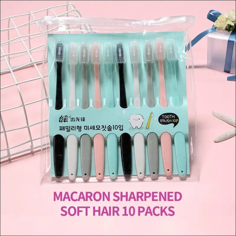 10PCS Macaron toothbrush clean adult bamboo charcoal soft