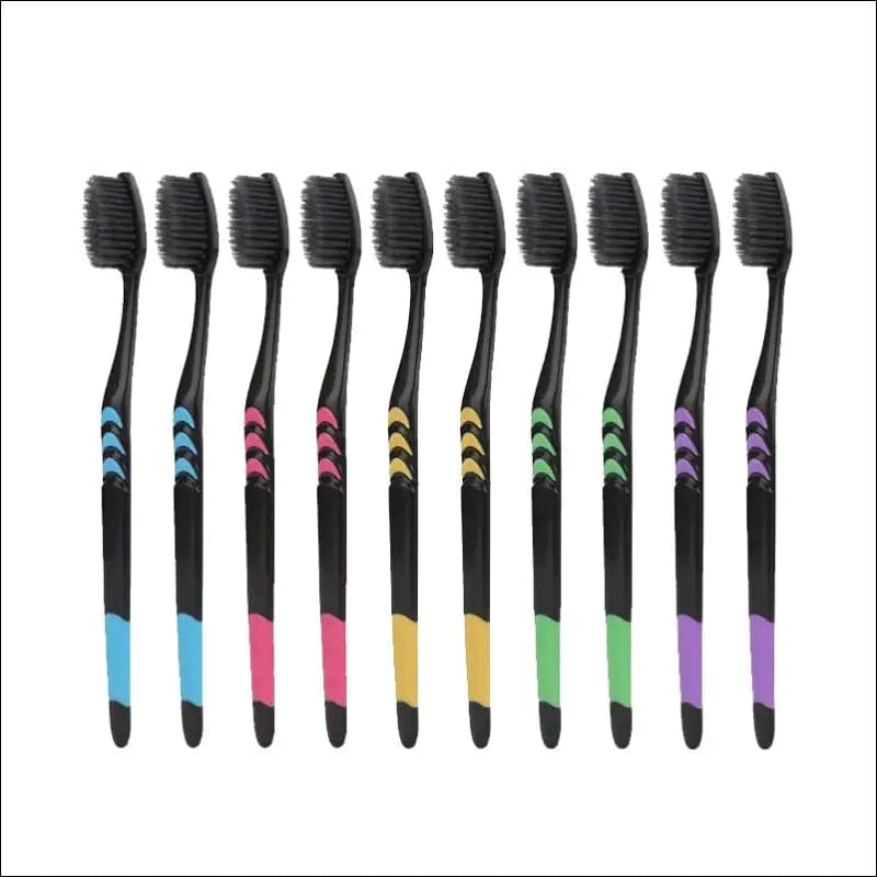10pcs Toothbrush Soft Bristle Adult Bamboo Charcoal