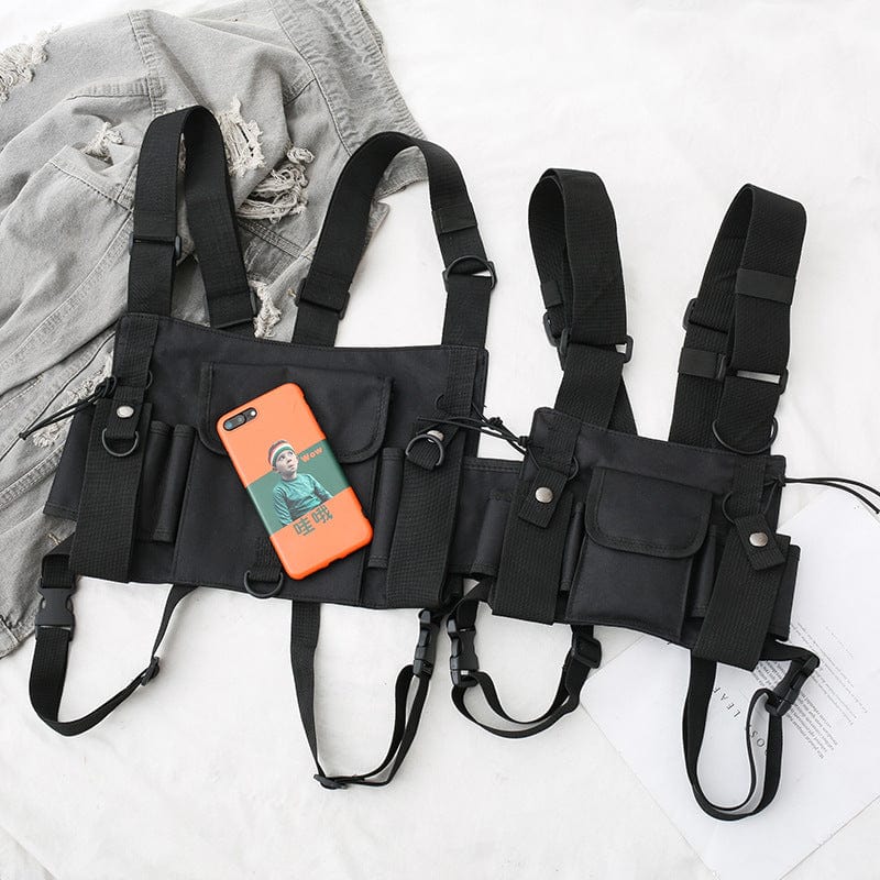 Street hip hop surge multi-pocket chest bag INS with paragraph tide card vest shoulder bag personality vest machine package