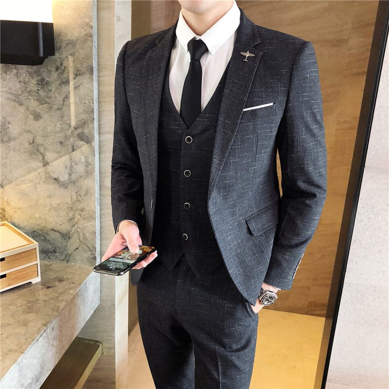 2019 nuevo traje de hombre traje profesional versión coreana del vestido delgado trajes de negocios vestido de novio traje de tres piezas