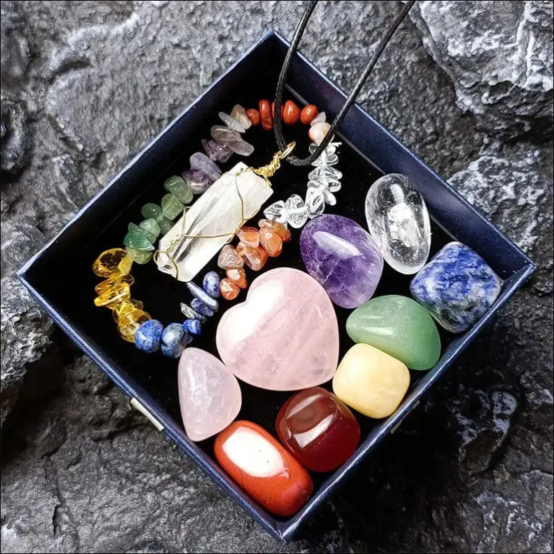11pcs/Set Natural Healing Crystal Stone Chakras Bracelet