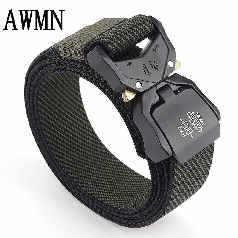 2020 new outdoor tactical belt aluminum alloy lightweight belt elastic weaving custom logo