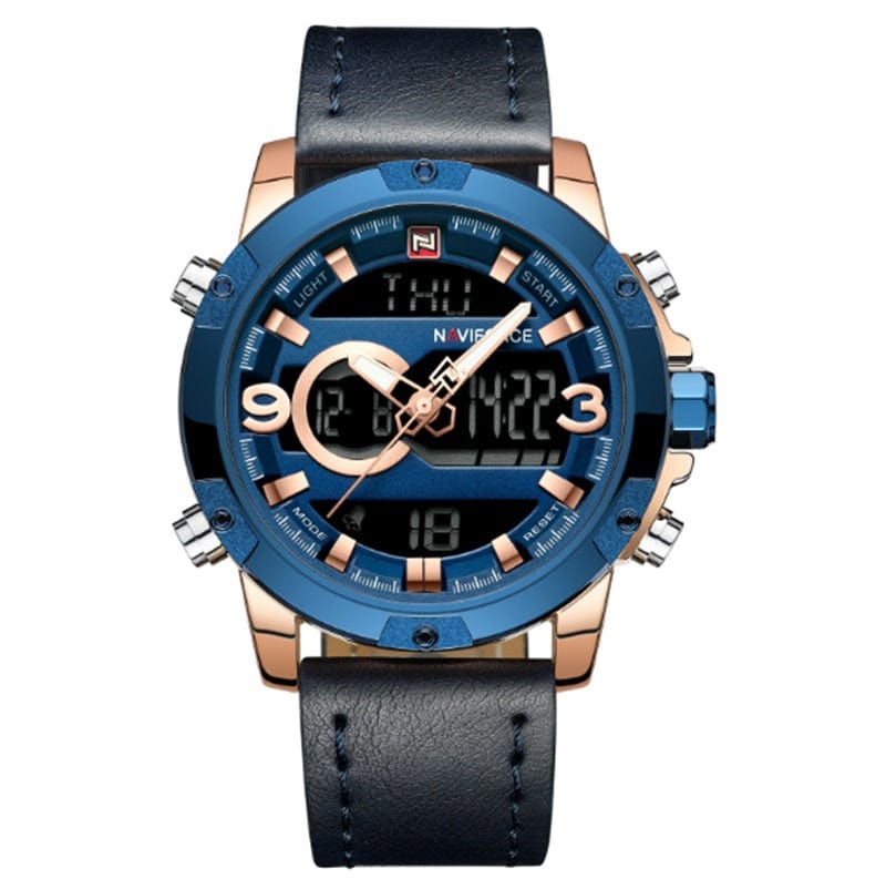 Montres de sport pour hommes Montre militaire numérique en cuir pour hommes 