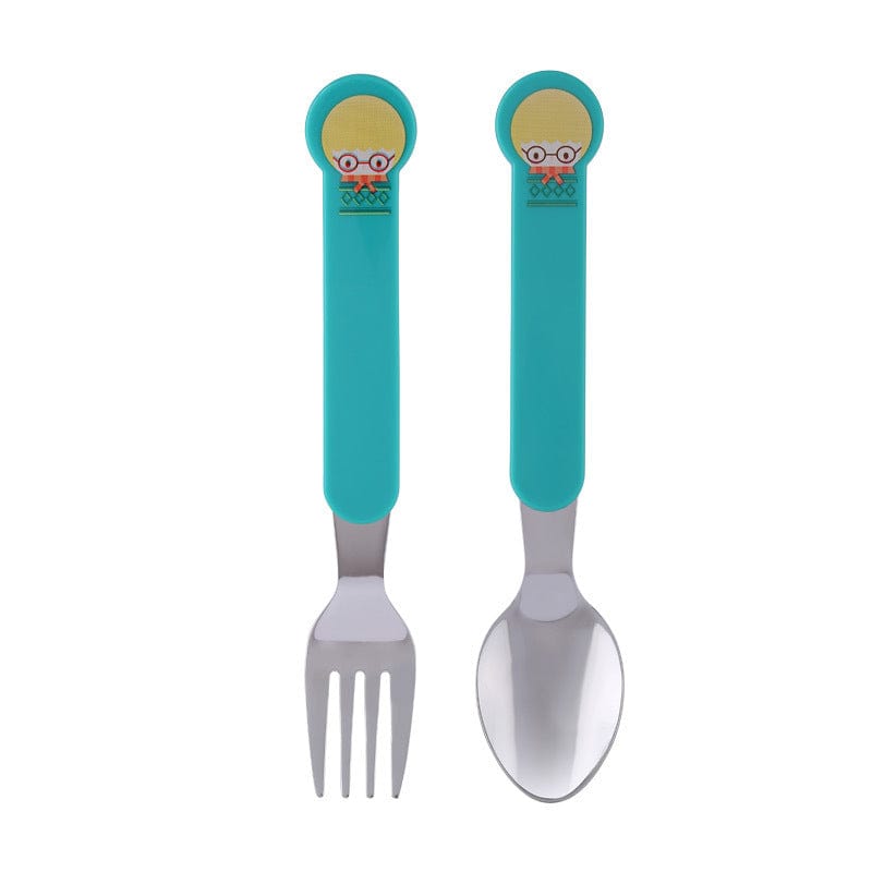 Manbao small partner fork spoon set feeding tableware children stainless steel rice spoon rice fork factory direct wholesale