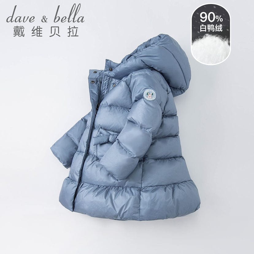 David Bella children's clothing girls' long down jacket winter clothing new middle-aged children's warm hooded casual down jacket