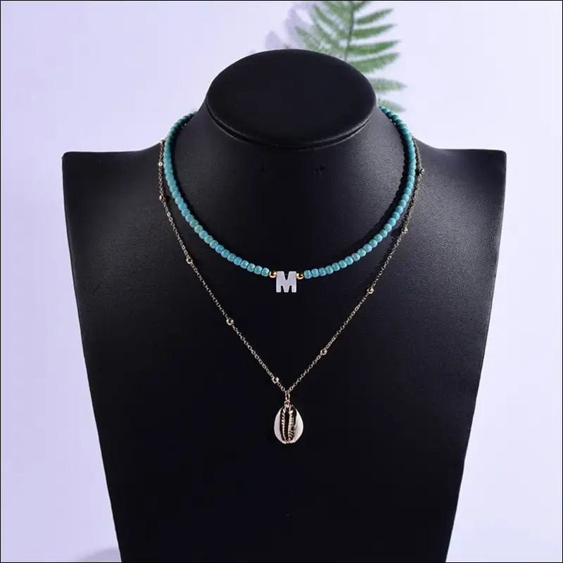 2 Pieces Custom Letter Shell Pendant Necklace for Women