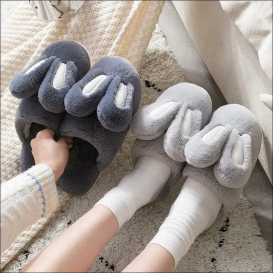 2019 new cotton slippers female cute cartoon rabbit ear bag