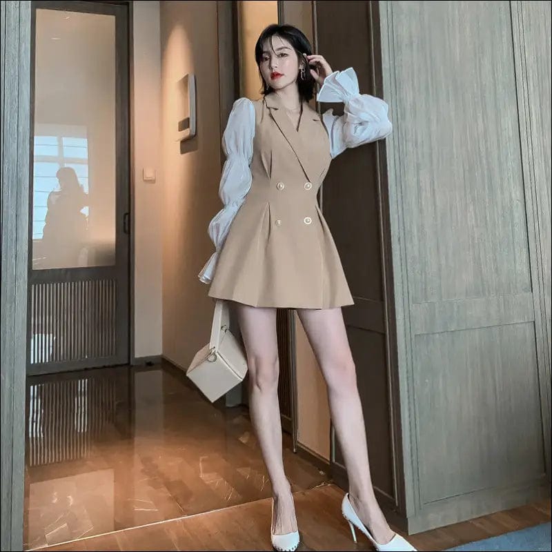 2020 autumn new fashion temperament lantern sleeves suits