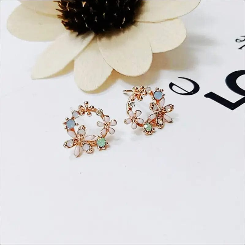 2020 New Arrival Classic Round Pink Green Crystal Stud