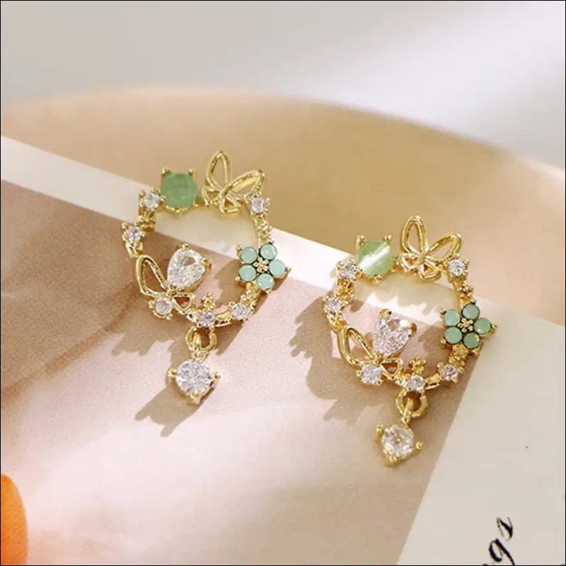 2020 New Arrival Classic Round Pink Green Crystal Stud