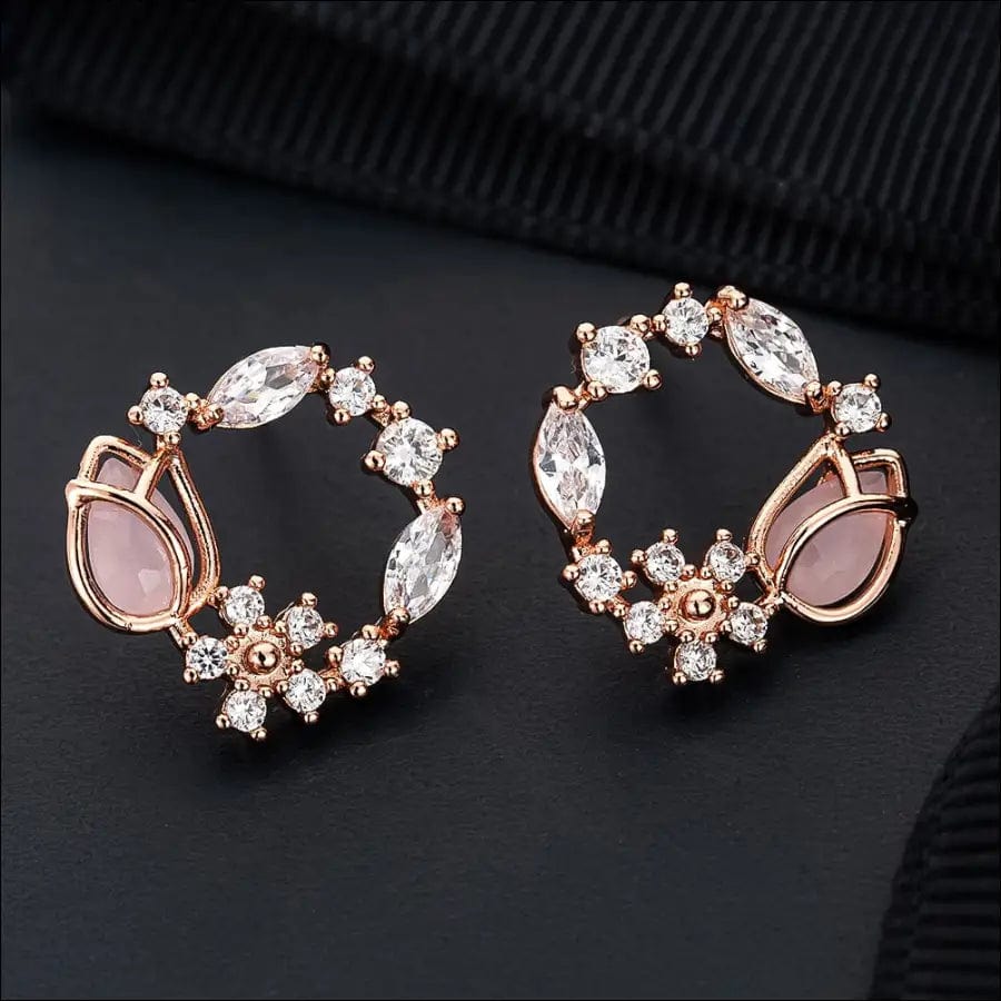 2020 New Arrival Classic Round Pink Green Crystal Stud