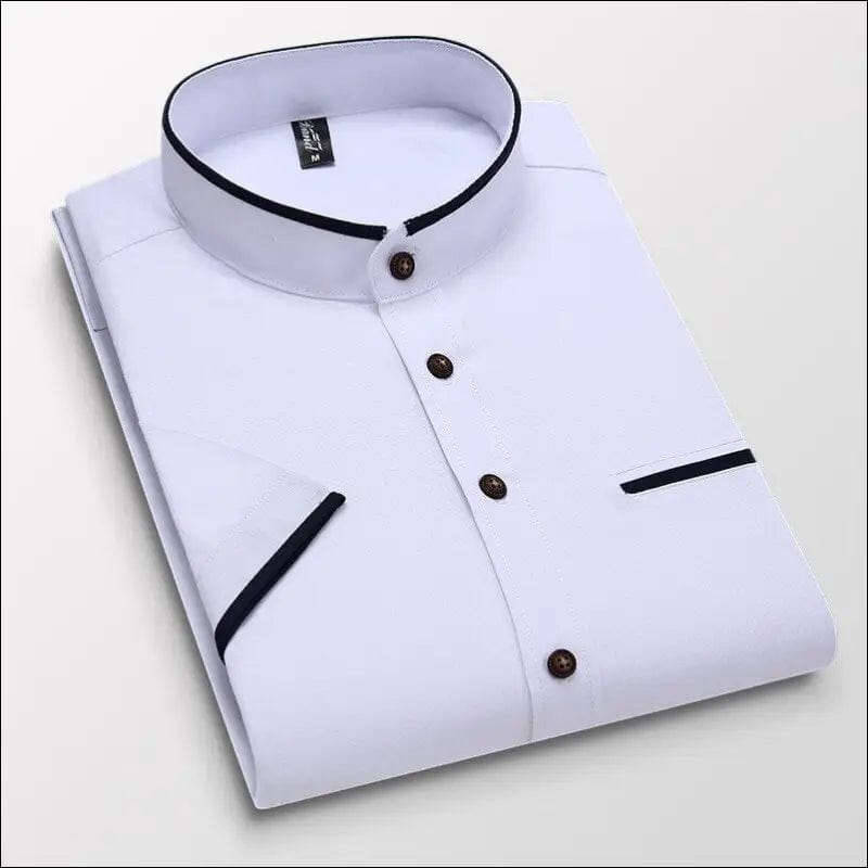 2020 New Summer Men Short Sleeve Shirt Stand Oxford Fashion