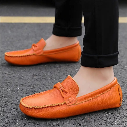 2020 summer new head layer leather lazy shoes small size