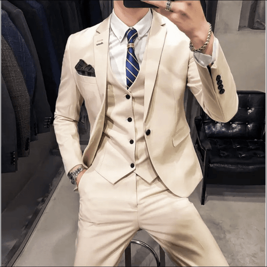 2021 autumn men’s suit banquet groom dress solid color slim