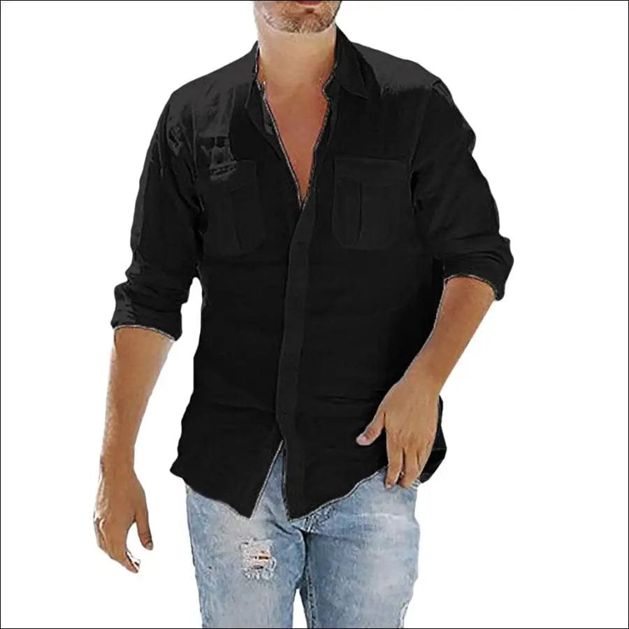 2021 Fashion Men’s Baggy Cotton Linen Pocket Solid Long