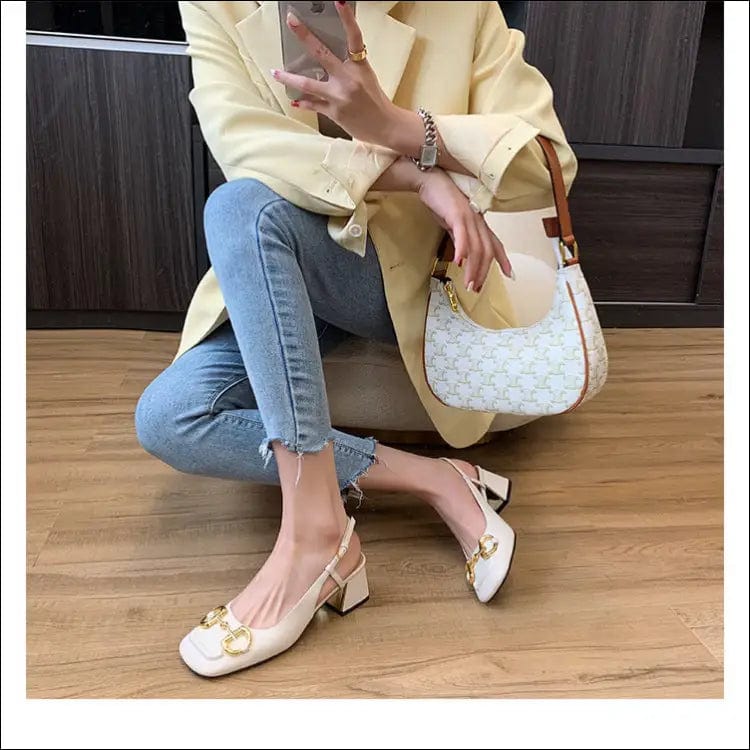 2021 new French horsebit single shoes fashion thick high