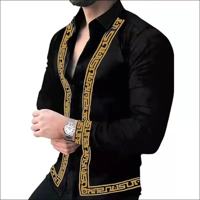 2022 New Men Long Sleeve Print Shirts for Mens Social Luxury