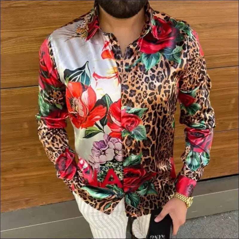 2022 New Men Long Sleeve Print Shirts for Mens Social Luxury