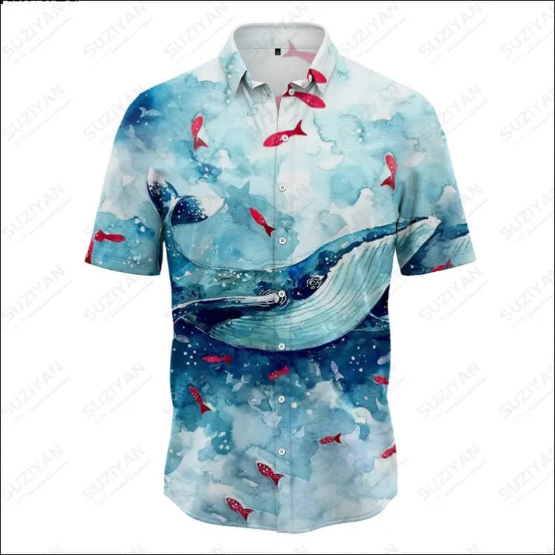 2023 Hot Selling Hawaiian Shirts Men’s Dolphin 3D Printing