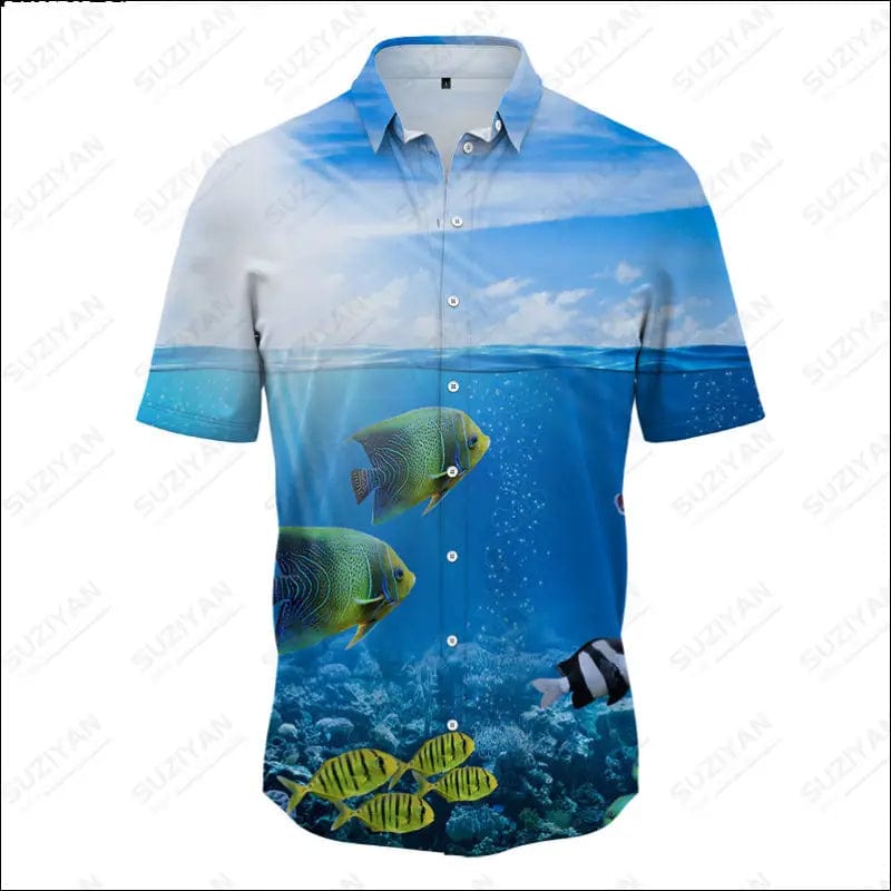 2023 Hot Selling Hawaiian Shirts Men’s Dolphin 3D Printing