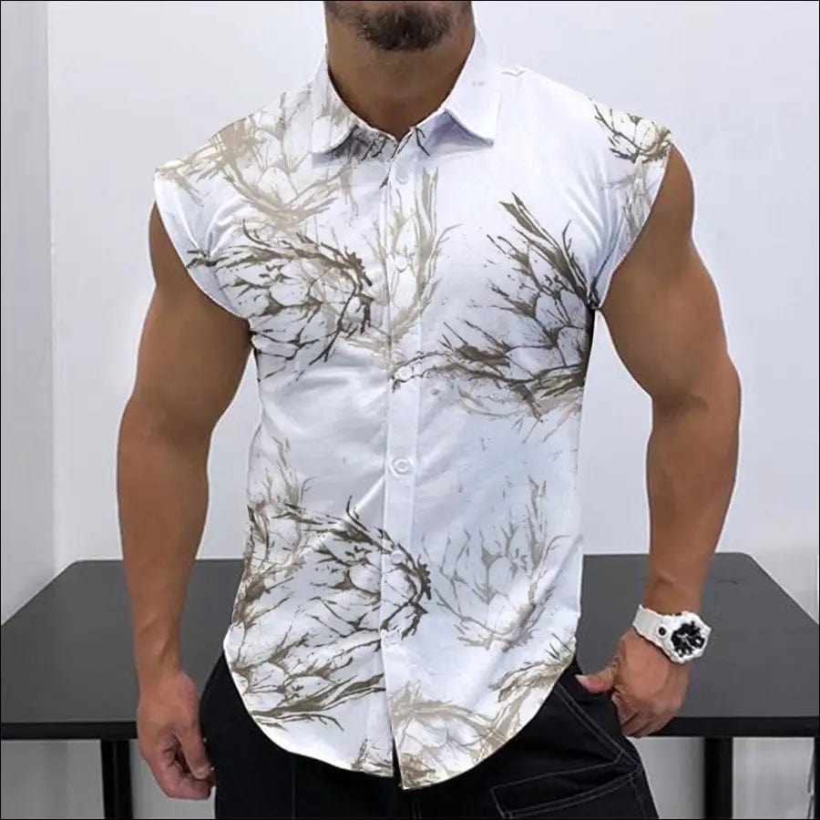 2023 Summer New Men’s Sleeveless Shirt Fashion Trend HD 3D