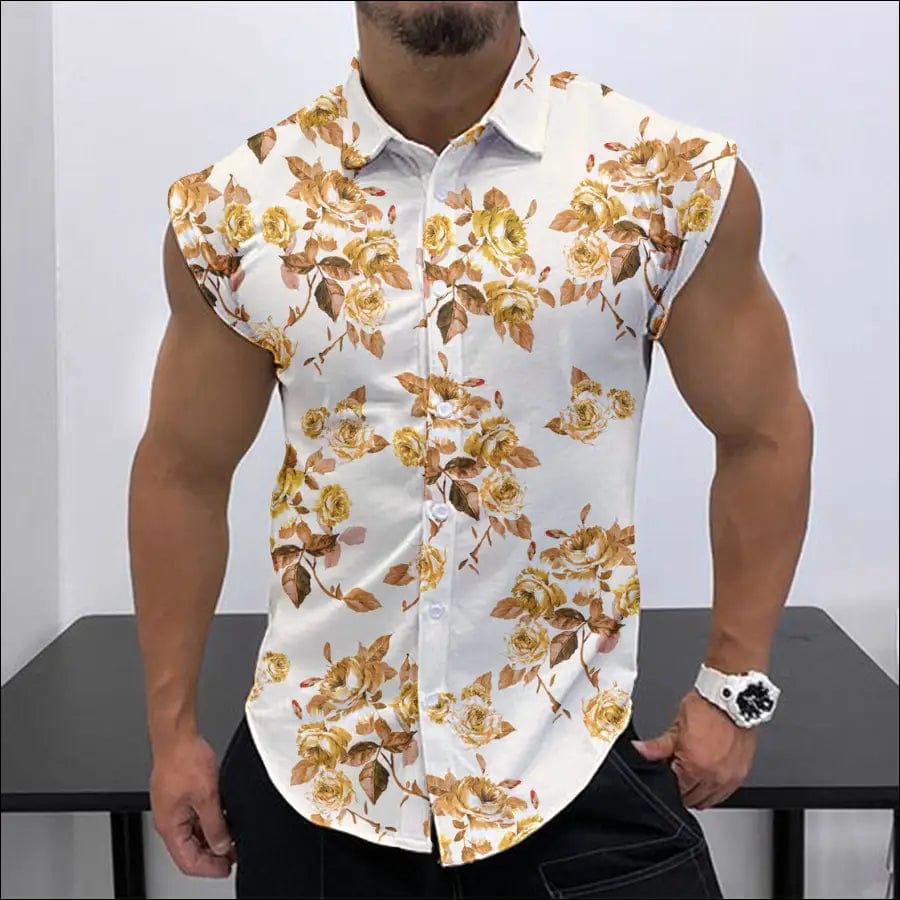 2023 Summer New Men’s Sleeveless Shirt Fashion Trend HD 3D