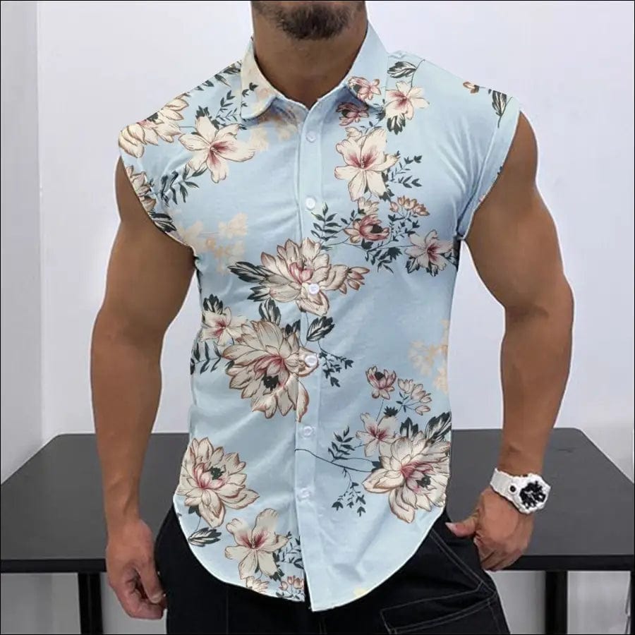 2023 Summer New Men’s Sleeveless Shirt Fashion Trend HD 3D