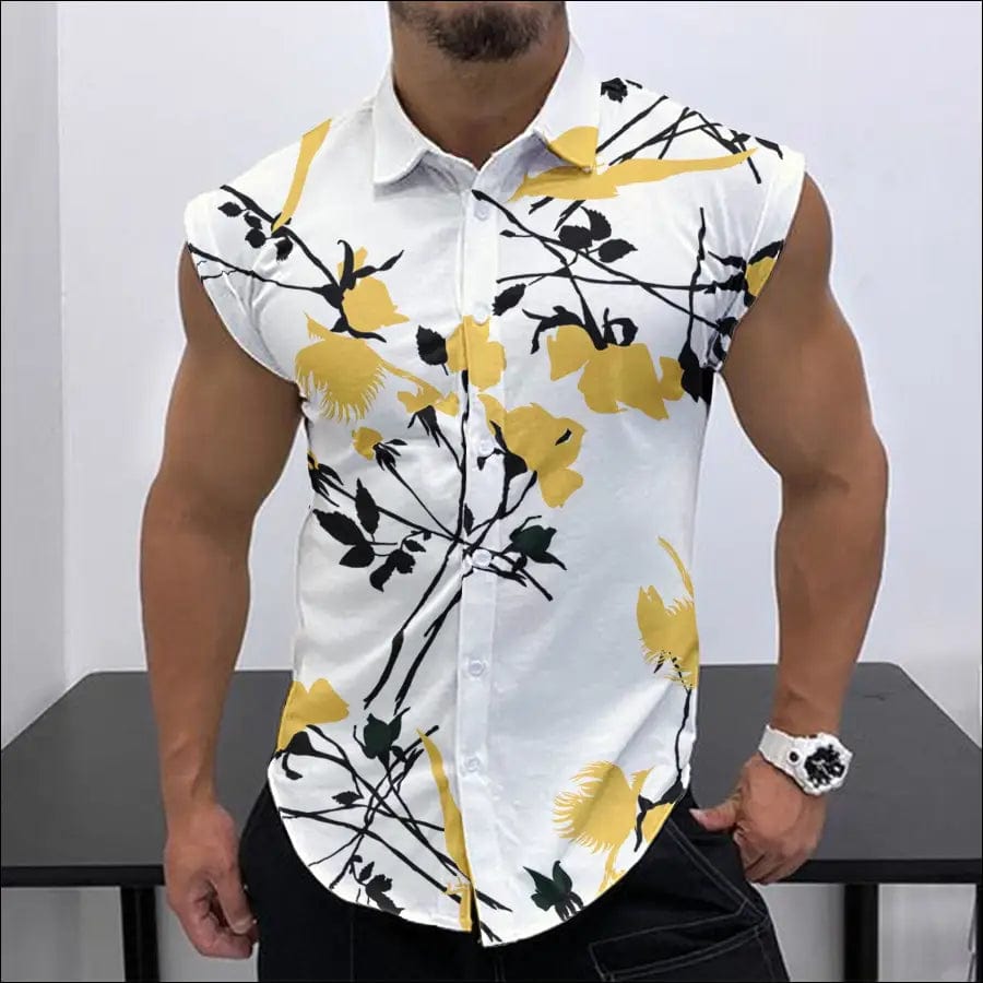 2023 Summer New Men’s Sleeveless Shirt Fashion Trend HD 3D