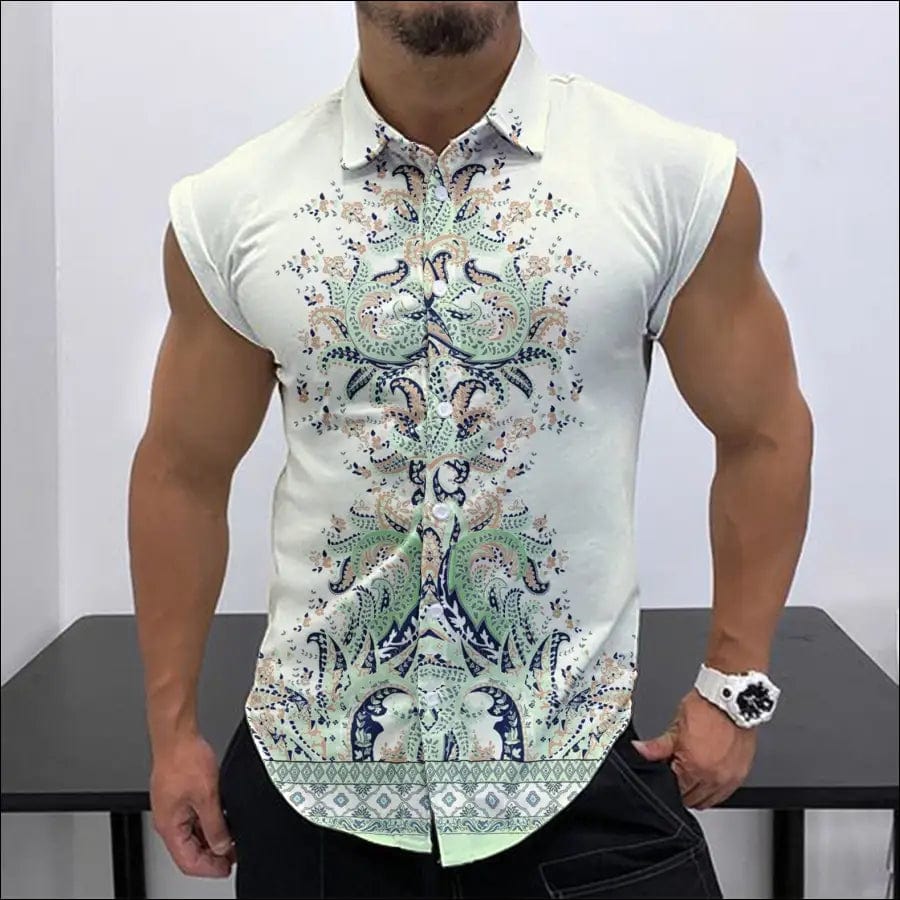 2023 Summer New Men’s Sleeveless Shirt Fashion Trend HD 3D