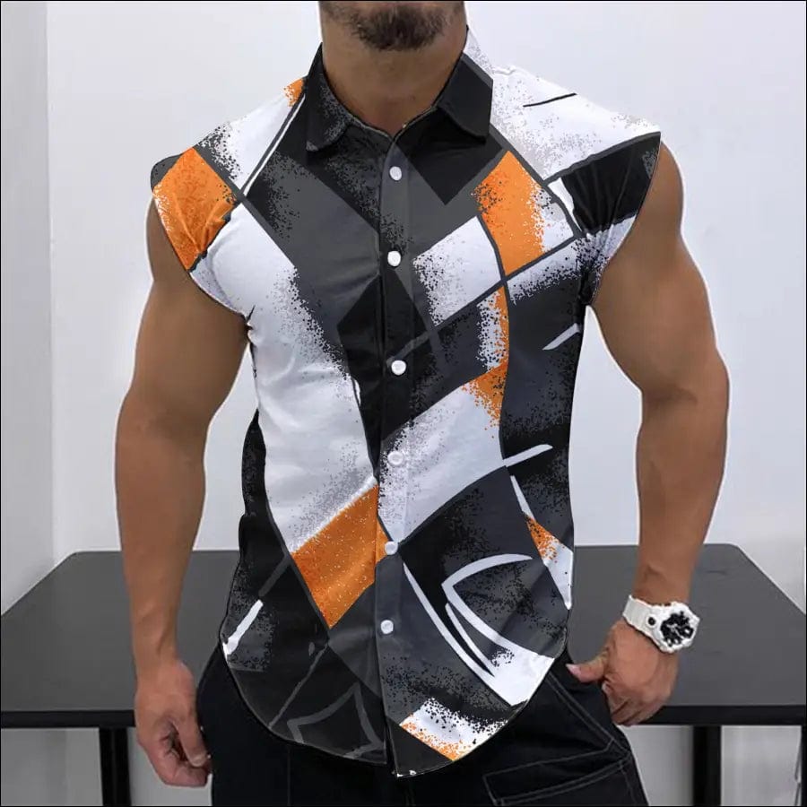 2023 Summer New Men’s Sleeveless Shirt Fashion Trend HD 3D