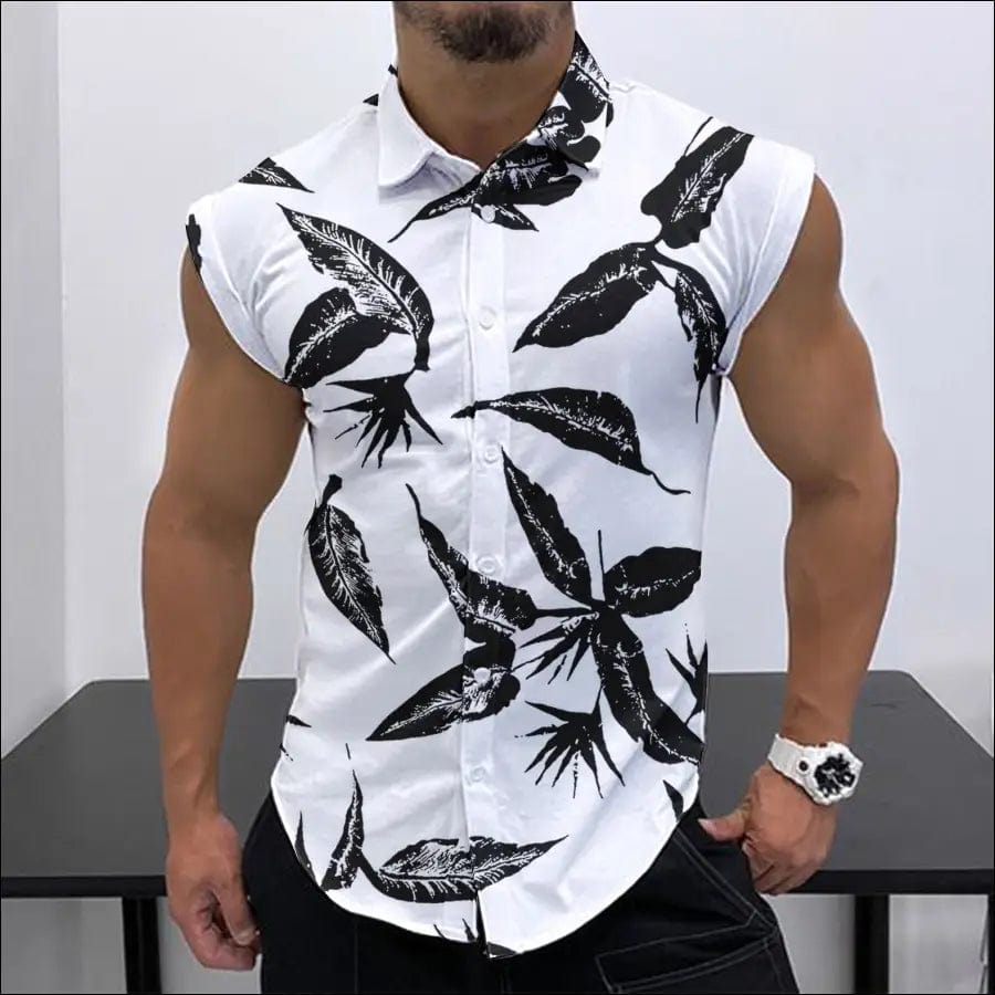 2023 Summer New Men’s Sleeveless Shirt Fashion Trend HD 3D