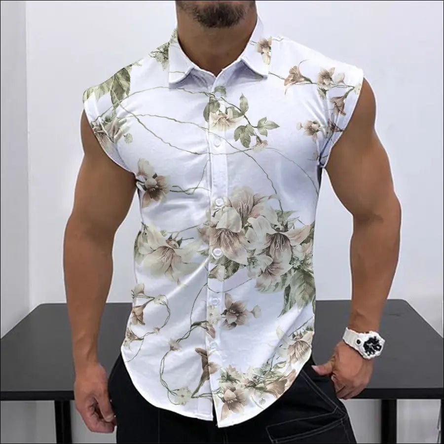 2023 Summer New Men’s Sleeveless Shirt Fashion Trend HD 3D