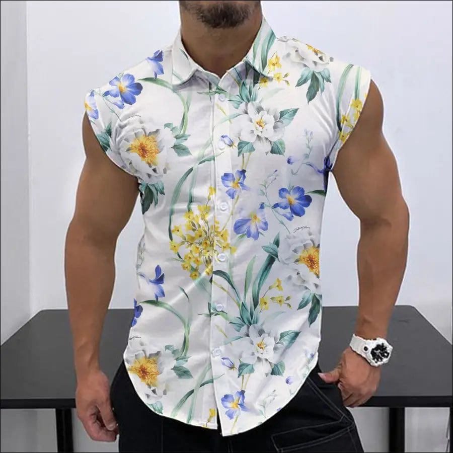 2023 Summer New Men’s Sleeveless Shirt Fashion Trend HD 3D