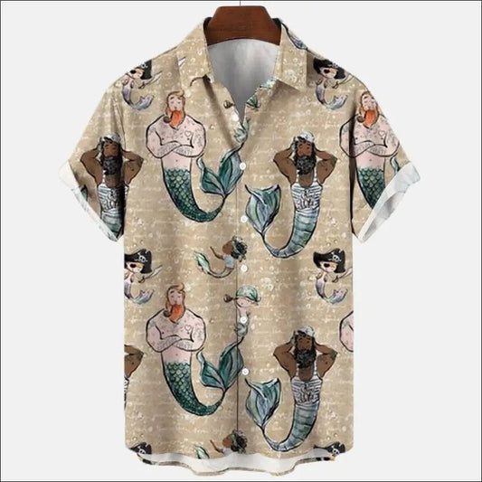 2023 Summer Retro Mermaid Shirt 3d Hawaiian Shirts Fashion