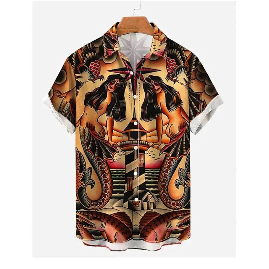 2023 Summer Retro Mermaid Shirt 3d Hawaiian Shirts Fashion