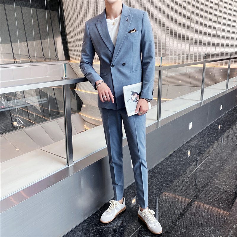Men's casual small suit two sets of young slim handsome groom wedding suit suit business coat men's clothing