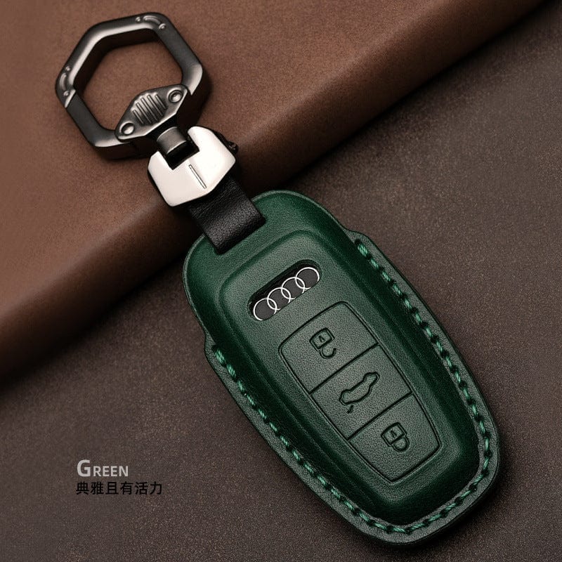 Car key sleeve head layer cowhide is suitable for Audi thermopress shaping leather all-inclusive car key cover shell buckle