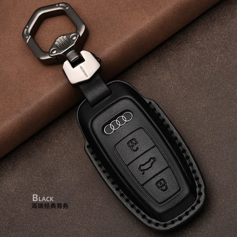 Car key sleeve head layer cowhide is suitable for Audi thermopress shaping leather all-inclusive car key cover shell buckle
