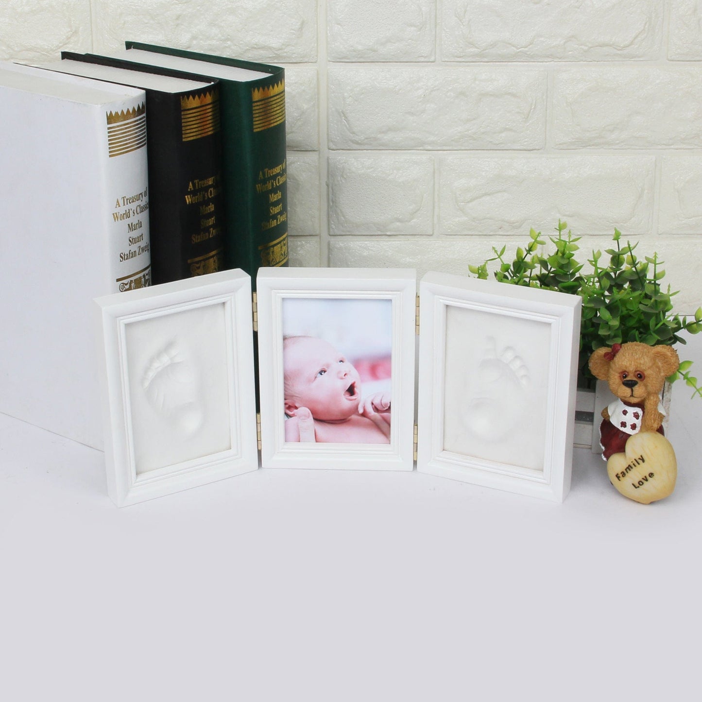 Baby baby hand and foot print ink pad photo frame European creative home wooden photo frame decoration factory wholesale direct supply