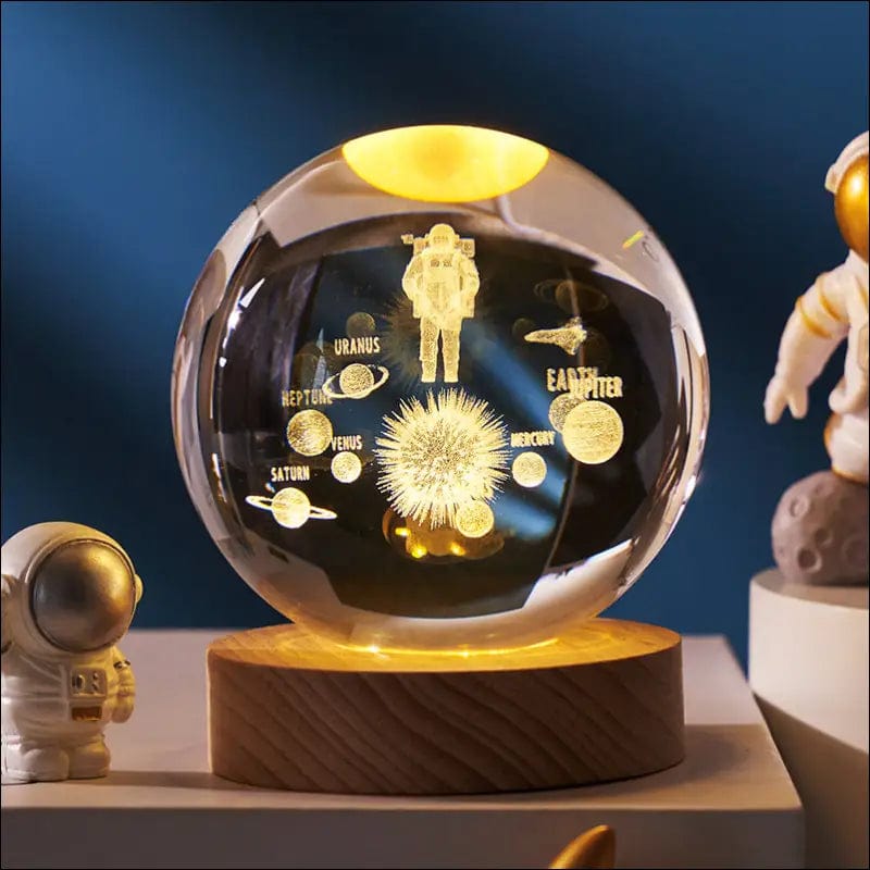 3D inner carved luminous crystal ball creative decoration