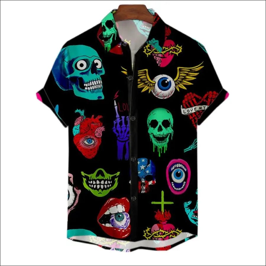 3d Skull Party Hawaiian Shirt Men’s Casual Loose Breathable