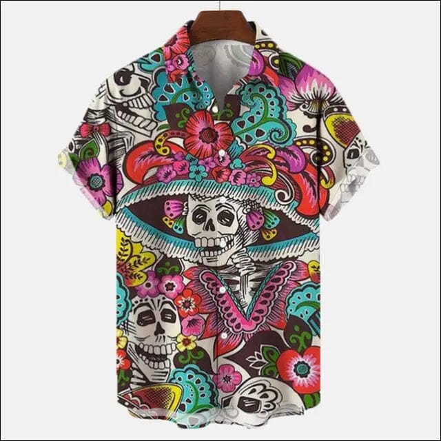 3d Skull Party Hawaiian Shirt Men’s Casual Loose Breathable